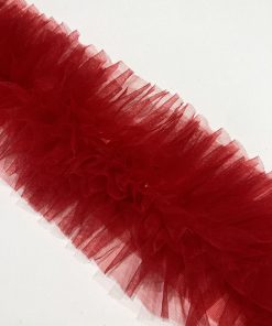 Tul Fruncido de 8 Capas en Tira Rojo