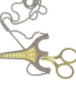 Alternative view of Tijera de Costura Vintage con Funda Collar – Plata Vieja y Oro