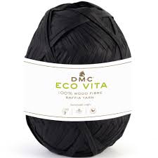 Rafia EcoVita de DMC – Negro Clásico con personalidad