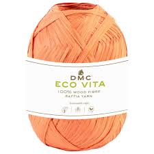 Rafia EcoVita de DMC – Naranja Coral natural y vibrante