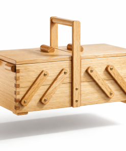 Costurero de madera mediano Prym con bandejas – Costurero clásico de apertura acordeón
