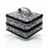 Costurero Negro Floral Mediano 24x24x18 cm | Clasificador de Costura Acolchado con Bolsillos y Cremalleras