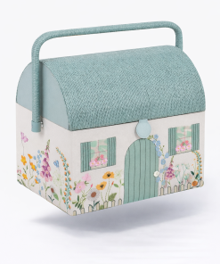 Costurero Casa Verde Bordada Hobby Gift – Interior Estampado de Hojas