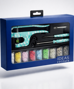 Máquina Profesional para Poner Snaps y Broches de Presión de Plástico – Kit Completo con Accesorios y Snaps de Colores
