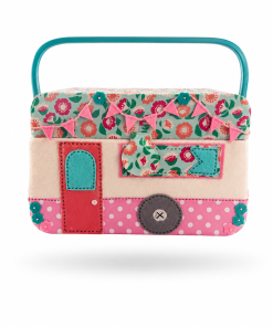 Costurero Vintage Caravana Floral con Compartimentos para Costura y Manualidades