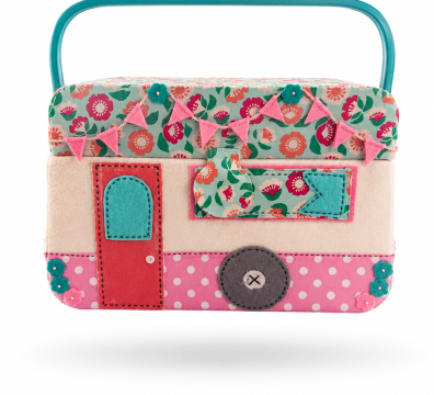 Costurero Vintage Caravana Floral con Compartimentos para Costura y Manualidades